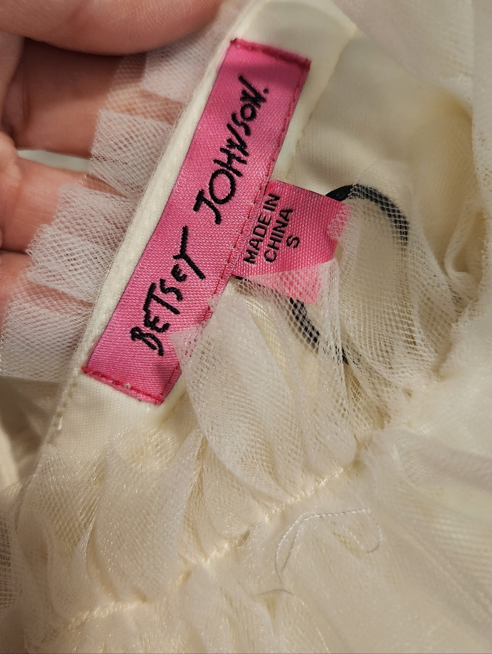 NWT Betsey Johnson Cream Tiered Tulle Mini Dress Size S - Picture 14 of 16